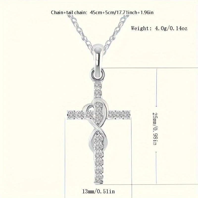 Alloy Pendant With Diamond And Eight-character Cross Necklace