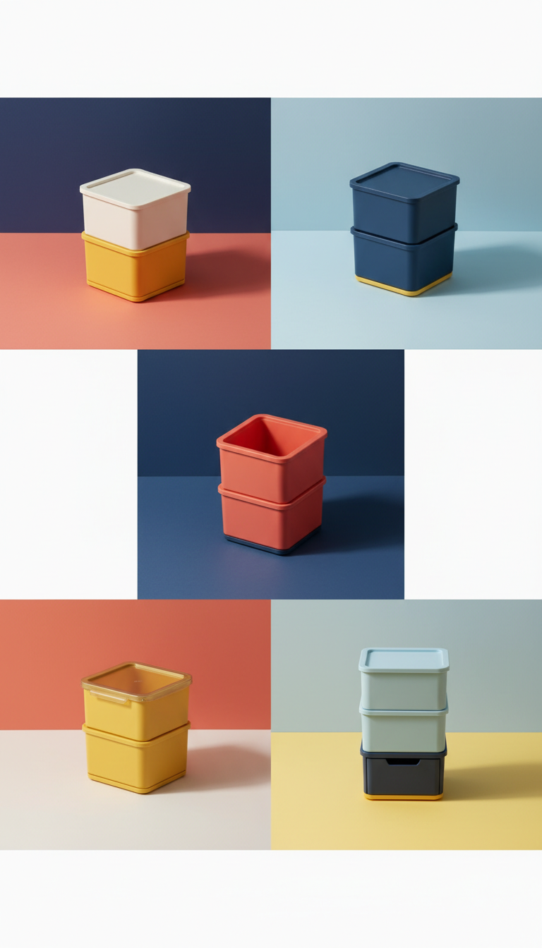 Stackable modular storage bins with locking lids
