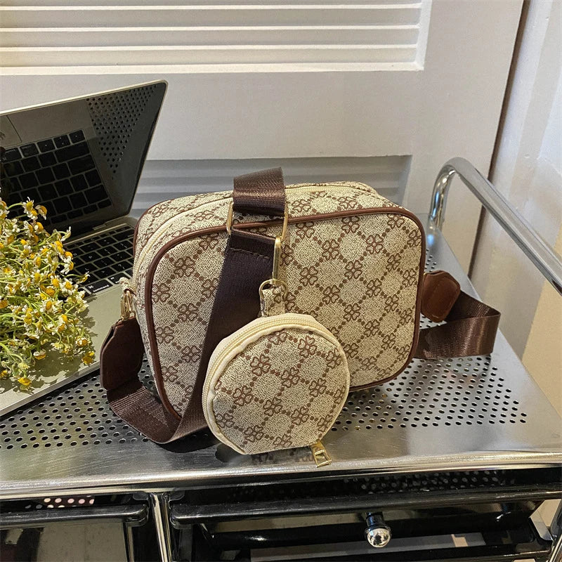 Vintage Pattern Crossbody Bags For Women Shoulder Shell Bag Trend Small Purse And Handbag Luxury Designer Female Square Bag Women's Bag
