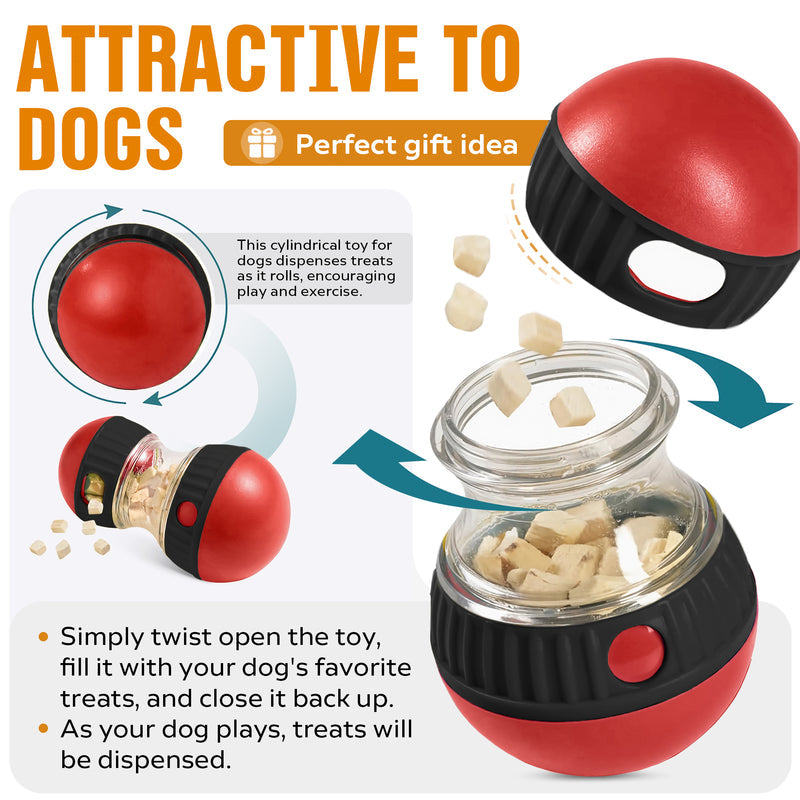 Dog Puzzle Toy, Adjustable Treat Dispensing Ball Food Dispenser Tough Slow Feeder Puppy Enrichment Training Toy Pet Interactive Chase Toys For Small Medium Large Dogs