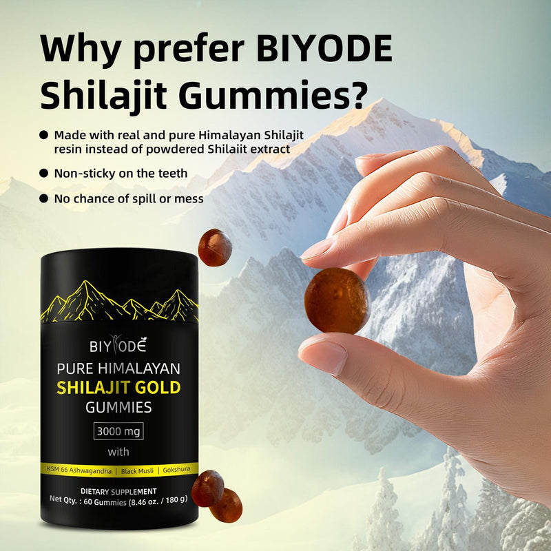 Pure Himalayan Shilajit Gummies With Ashwagandha, Gokshura & Other Herbs No Added Sugar 60 Chewables Edible Supplement