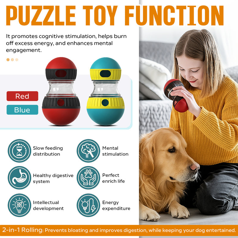 Dog Puzzle Toy, Adjustable Treat Dispensing Ball Food Dispenser Tough Slow Feeder Puppy Enrichment Training Toy Pet Interactive Chase Toys For Small Medium Large Dogs