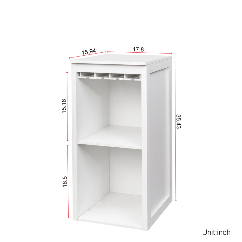 WHITE Color Modular Wine Bar Cabinet With Storage Shelves With Hutch For Dining Room