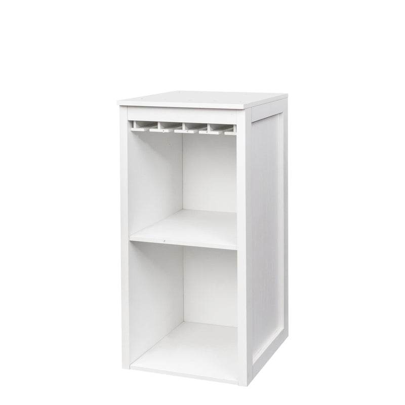 WHITE Color Modular Wine Bar Cabinet With Storage Shelves With Hutch For Dining Room