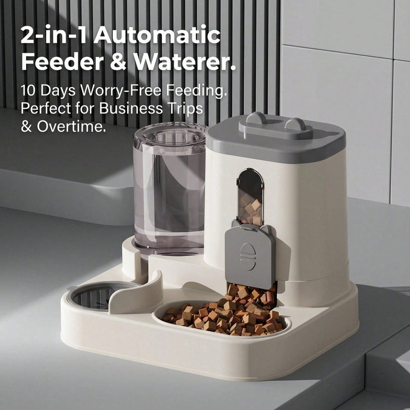 3 Colors Gravity Pet Feeder Water Dispenser Cute Cat Shaped Automatic Food Water Bowl Large Capacity Detachable Stable Anti Slip Base Feeding Supplies For Cats Puppies Small Animals Home Indoor Use
