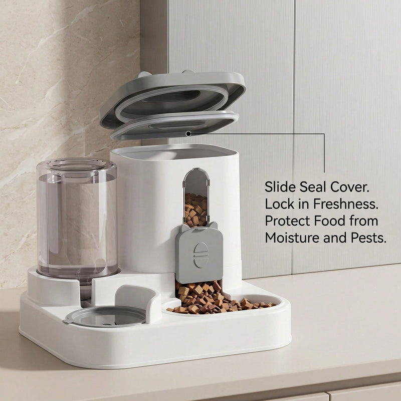 3 Colors Gravity Pet Feeder Water Dispenser Cute Cat Shaped Automatic Food Water Bowl Large Capacity Detachable Stable Anti Slip Base Feeding Supplies For Cats Puppies Small Animals Home Indoor Use